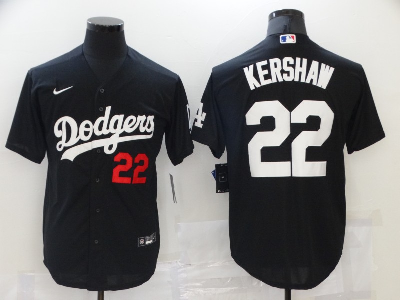 Men's Black Los Angeles Dodgers #22 Clayton Kershaw Cool Base Stitched Baseball Jersey